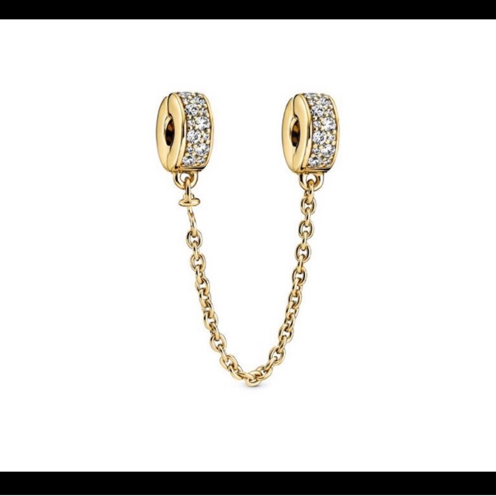 PANDORA Authentic Safety Chain Clear Pave Gold. 766322. NEW